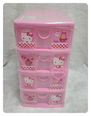 ♥小花凱蒂日本精品♥ Hello Kitty 粉色 抽屜式 桌面收納盒 4層 置物櫃 飾品盒 抽屜櫃 ~7