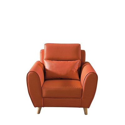 現貨熱銷-【YC326-7】桔色青島皮沙發單人椅
