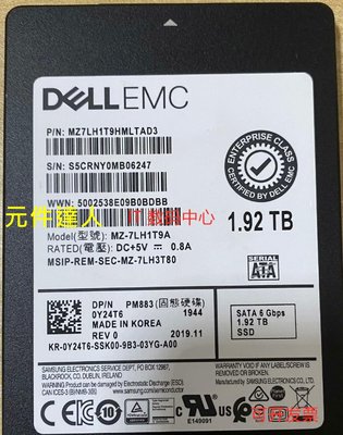 全新 Dell EMC 1.92T SATA SSD 0Y24T6 MZ-7LH1T9A PM883 Y24T6
