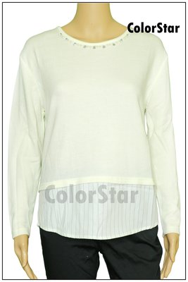 [ColorStar] 日本帶回 NICE CLAUP 米白色 長袖 縫珠珠 上衣，適合各種場合組合穿搭好選擇，別錯過