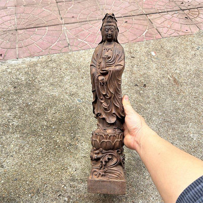 【熱賣精選】越南沉香木雕刻南海觀音菩薩佛像客廳家用供奉觀世音觀音神像擺件