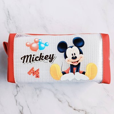 正版 迪士尼 Disney (經典系)網格方型筆袋--米奇 Mickey筆袋 大容量方型筆袋 收納袋 文具用品