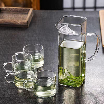 綠茶泡茶器加厚玻璃公道杯茶漏一體套裝分茶器月牙過濾茶杯壺茶具