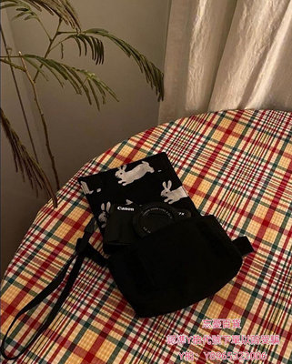 相機包韓國ins可愛兔子收納新款相機包相機黑色印花保護包