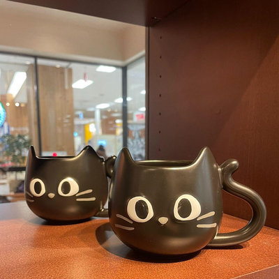 🌸2023日本限定萬聖節星巴克咖啡杯馬克杯冷水杯保溫杯 萬聖節限定：4號 黑色貓咪陶瓷馬克杯 355ml 全新