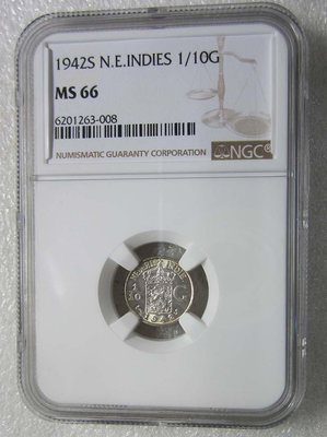 NGC-MS66荷屬東印度1942年110盾。本人專業幣商 銀幣 銀元 大洋【古幣之緣】4955