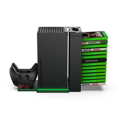 Xbox SeriesX主機多功能充電底座 XSX游戲手柄座充+碟片收納架