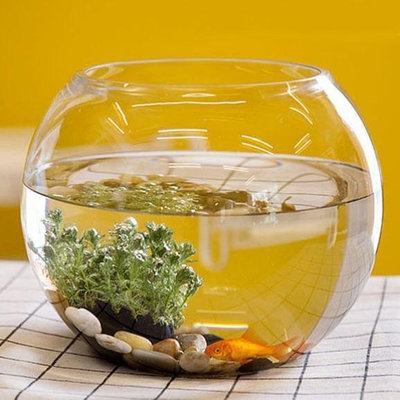 玻璃魚缸透明仿玻璃防摔客廳桌面圓形亞克力塑料透明迷你金魚缸
