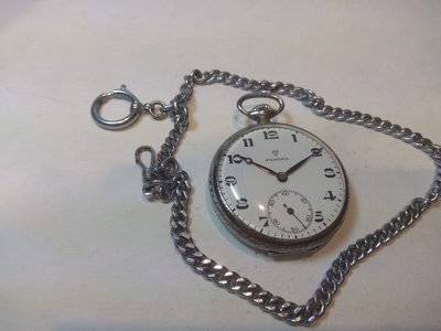 【古錶傳承】瑞士 Famora(Montilier) 古董懷錶 手上鏈 白瓷面 藍鋼寶璣針 小秒針 無底價 標多少都賣！