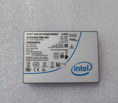 INTEL DC P4500 4TB 6G SFF 2.5" NVME PCIE U.2 SSD 一元起標