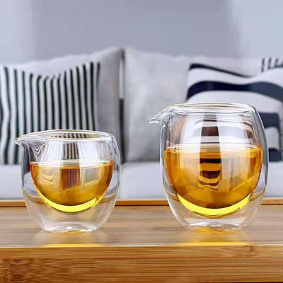 廠家批發雙層玻璃杯茶海分茶器200ML公道杯茶具配件茶杯 咖啡杯