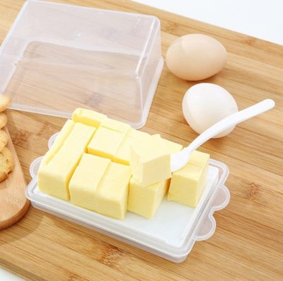 日式奶油收納盒牛油盒烘培乳酪冷藏盒食品保鮮帶蓋帶刀勺盒