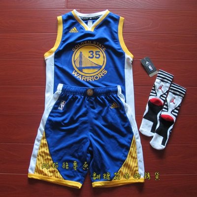 美國正品NBA青年版Adidas 金州勇士隊35號Kevin Durant杜蘭特大童小童全家福親子裝免運 藍色款