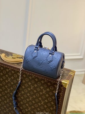 二手Louis Vuitton LV Speedy Bandouliere 20 handbag M58958藍色