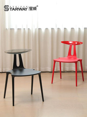 星威北歐創意設計師款極簡家用奢華餐椅非亞克力透明椅子紅色高級