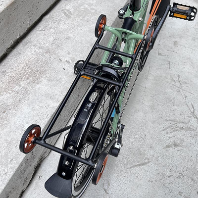 自行車配件扶搖 適用brompton小布折疊自行車配件鋁合金改裝尾架推行輪貨架