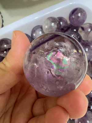 #天然水晶 天然紫水晶銀山七彩球【老王收藏】13730