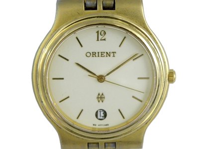 [專業模型] 石英錶 [ORIENT HT70A65] 東方霸王 金色石英錶[米黃面+日期] /中性錶/軍錶