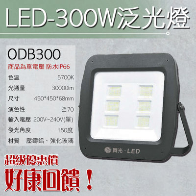 【EDDY燈飾網】(ODB300)LED-300W白光投射燈 戶外防水IP66 壓鑄鋁 強化玻璃 200-240V單電