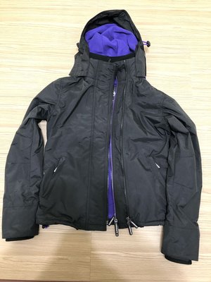 正品 Superdry 極度乾燥防風刷毛夾克外套 黑紫M 保暖 風衣