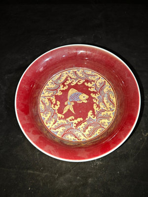 古董瓷器 永樂，鄭和賞賜，描金魚折腰碗1500QR-3312