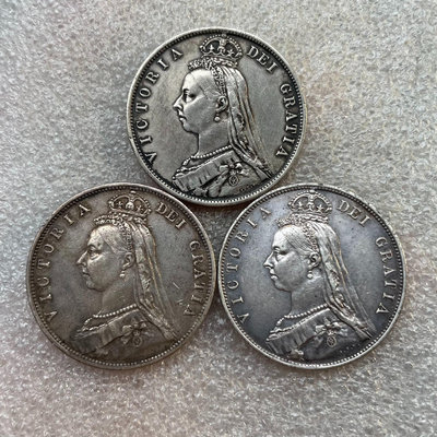 1887英國維多利亞高冠半克朗銀幣15209