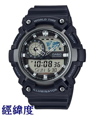 經緯度鐘錶 CASIO手錶  百米防水 仿飛機儀表面板 指針電子雙顯 公司貨有保固【↘1290】AEQ-200W-1A