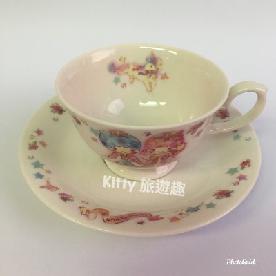 [Kitty 旅遊趣] Kikilala 日本製 咖啡杯盤組 雙子星45週年 下午茶杯盤組 收藏 茶杯 咖啡杯附盤子
