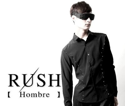 RUSH Hombre (韓國空運) 設計師款雙側腰肩鉚釘合身長袖襯衫 (黑/白兩色) (原價890)