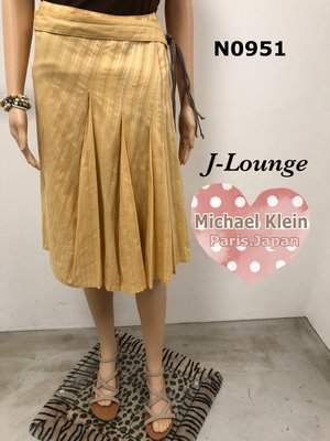 N0951全新微暇日本Michael Klein大地色系棉麻及膝A字裙graceful linen skirt J-Lounge