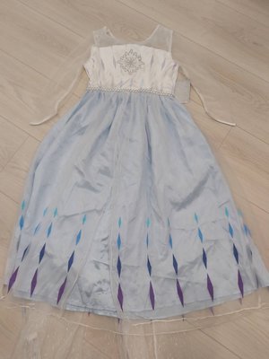 降價囉~~全新Disneyland 香港迪士尼樂園專賣 冰雪奇緣 艾莎公主透明紗藍冰雪禮服洋裝 睡衣裙 7/8Y