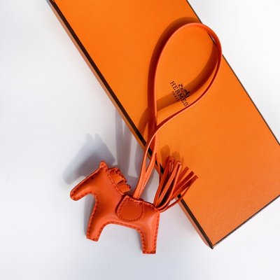 【翰貝格名牌館】全新真品 Hermes Rodeo PM 橘色 小型 小馬 造型 吊飾 現貨
