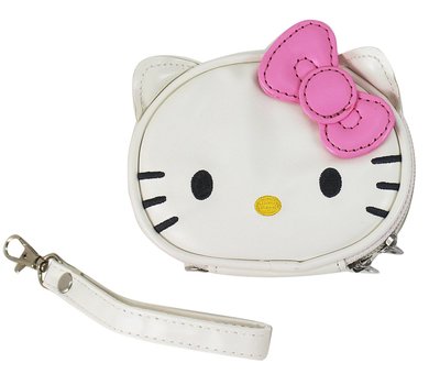 【卡漫迷】 微瑕疵出清 Hello Kitty 手拿包 粉 仿皮革 ㊣版 萬用袋 收納包 附掛繩 零錢包 化妝包 飾品盒