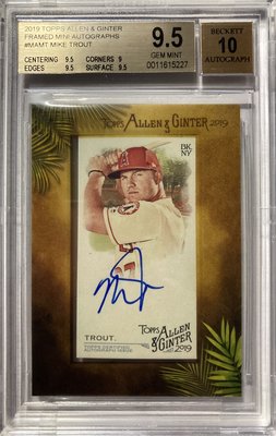 2019 Aller & Ginter 天使隊 鱒魚 Mike Trout 簽名鑑定卡 BGS 9.5/10