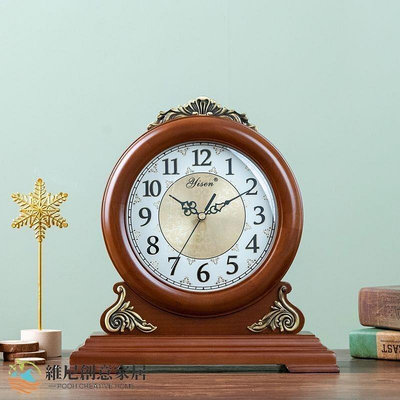 【鄰家Life】雙面座鐘臺鐘歐式鐘表客廳復古創意靜音時鐘實木桌面美式坐鐘擺鐘