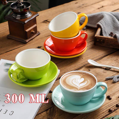 澤田杯 專業壓紋拉花咖啡杯 花式比賽杯大口杯美式拿鐵杯 300ML