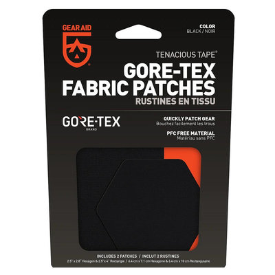 【Gear Aid】15317 GORE-TEX 修補貼片-兩片裝 黑 (矩形*1+六角形*1) McNETT