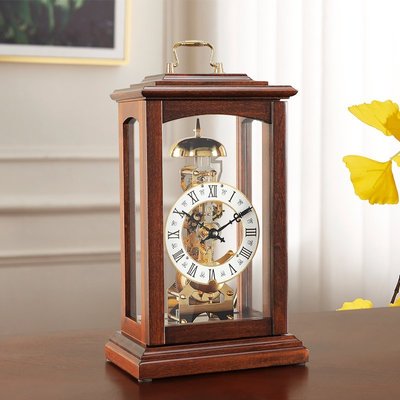 熱銷 歐式機械座鐘家用復古裝飾擺件客廳仿古全銅機芯坐鐘中式搖擺鐘表可開發票