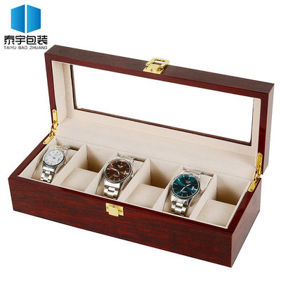 手錶盒 手錶收納盒 手錶展示盒 收藏錶盒 首飾品盒 現貨木盒6位鋼琴烤漆手表盒展示收納盒 烤漆手表盒TY100