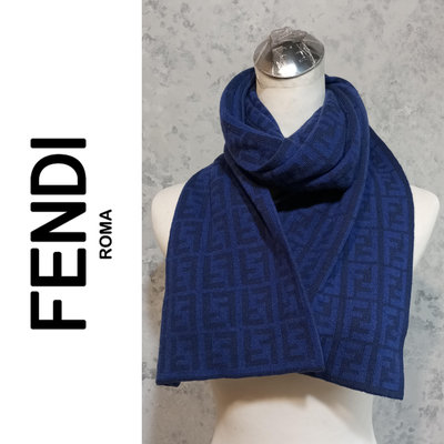 【皮老闆二店】 二手真品 FENDI 圍巾 女用圍巾  精品圍巾 男用圍巾 4%喀什米爾  義大利製190*27   I322