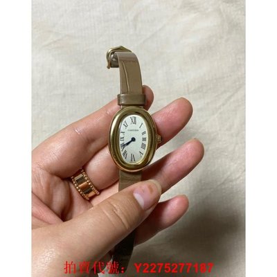 二手正品 Cartier BAIGNOIRE 腕錶 浴缸手錶 玫瑰金 女錶 鱷魚皮錶帶 女士手錶 W800000