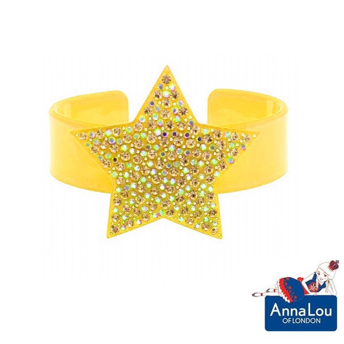 Anna Lou OF LONDON 台北ShopSmart直營店 倫敦品牌 STARS 水晶星星手環 黃色寬版