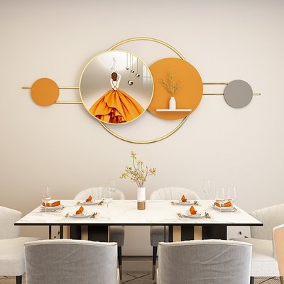 現代輕奢風餐廳墻面掛件創意飯廳墻上金屬鐵藝掛飾餐桌墻壁裝飾品-雙喜生活館
