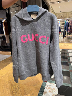 【BLACK A】Gucci 24早春男款 灰色羊毛連帽針織衫毛衣 帽T 價格私訊