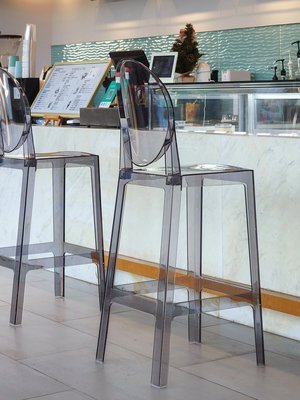 熱銷 透明水晶吧椅北歐輕奢吧臺凳吧臺靠背椅創意高腳凳咖啡廳亞克力凳全店