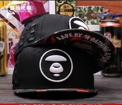 【熱賣精選】AAPE棒球帽迷彩帽子潮牌男女平沿帽LOGO可撕NY合作街頭嘻哈帽-LK99205