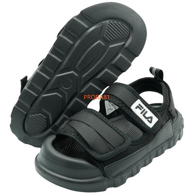 FILA 2-S435-001 黑色 黏帶涼鞋(16-24㎝)【前護指設計，後跟黏帶調整】310F