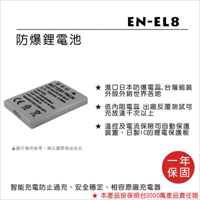 【數位小熊】ROWA 樂華 FOR NIKON EN-EL8 ENEL8 電池 S6 S7 S8 S9 P1 P2