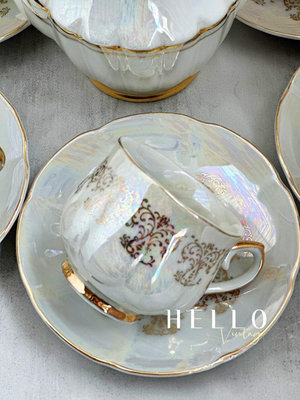 【Vintage中古】日本貝殼釉珍珠釉中古咖啡杯咖啡壺