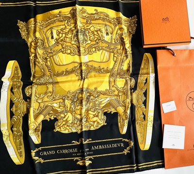 Hermes 全新 附原廠盒 手提袋 70x70公分絲巾 -大使的馬車